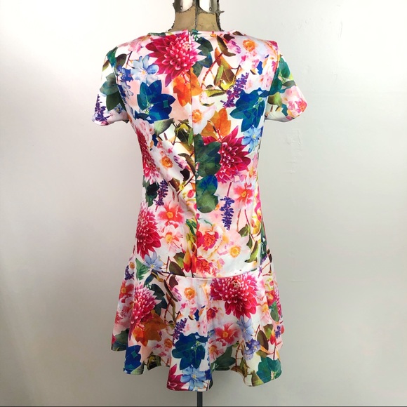 Drop waist Botanical Floral Short Sleeve Dress - Picture 2 of 7